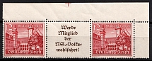 1939 12pf Third Reich, Germany, Se-tenant, Zusammendrucke (Mi. W 141, Corner Margin, CV $50, MNH)