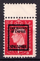 1d 'Liquidation of Empire' Singapore, Anti-British Propaganda, King George VI, German Forgery (Mi. 10, Margin, CV $180)