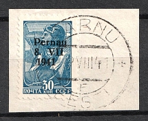 1941 30k Parnu Pernau, German Occupation of Estonia, Germany (Mi. 9 I, Signed, Parnu Postmark, CV $70)