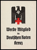 'Become a Member of The German Red Cross', NSDAP Nazi Party, Germany, Red Cross Souvenir Sheet