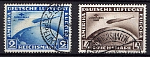 1930 Airmail, Zeppelins Sudamerika Fahrt, Weimar Republic, Germany (Mi. 438 - 439, Full Set, Canceled, CV $1,050)