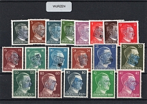 1945 WURZEN Local Issue 1pf - 80pf, Germany, Overprint on Hitler's head (Mi. 1 - 19, MNH)