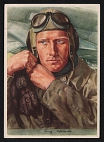 1940 'German Air Force Pilot', Propaganda Postcard, Third Reich Nazi Germany
