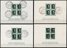 1936-37 Third Reich, Germany, Souvenir Sheets (Mi. Bl. 7, Bl. 8, # U TR - 14, Special Cancellation, CV $100)