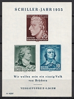 1955 German Democratic Republic, Germany, Souvenir Sheet (Mi. Bl. 12 X II, CV $40, MNH)