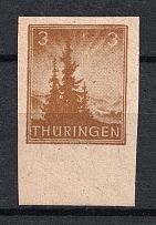 1945-46 3pf Thuringia, Soviet Russian Zone of Occupation, Germany (Mi.92 A Y, IMPERFORATED)