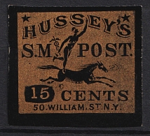 1863 15c Hussey's Special Delivery Post, New York, United States, Locals (Sc. 87LE3)