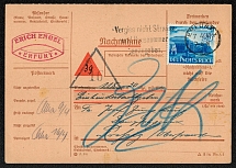 1941 Reply card (half) originally intended to be mailed at no cost to the sender, i.e., the recipient would pay the postal fees