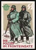 1942 (15 Feb) 'Police at the Front', Nuremberg Rally, Nazi Germany, Third Reich Propaganda, Commemorative Postmark 'Germany Police Day, Vienna', Postcard, Mint