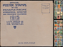 1915 Panama Pacific International Exposition, Stock of Cinderellas, Non-Postal Stamps, Labels, Advertising, Charity, Propaganda, Booklet with Block