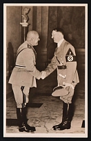 1938 (19-20 May) Hitler and Mussolini, Nazi Germany, Fascist Italy, Third Reich Propaganda, Commemorative Postmark 'Fuhrer DVX', Postcard from Rome to Hamburg