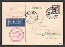 1929 (22 Apr) Germany, Graf Zeppelin airship airmail postcard from Friedrichshafen to Genua (Italy) Air Drop San Remo, Orient flight 1929 'Friedrichshafen - Friedrichshafen' (Sieger 24 D, CV $180)