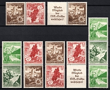 1938 Third Reich, Germany, Tete-beche, Se-tenants, Zusammendrucke, Pair (Mi. K 34, S 245 - S 246, S 249, S 251, S 253, W 135, CV $50)