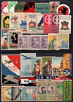 Airmail, Airplanes, United States, Europe, Stock of Cinderellas, Germany, Europe Non-Postal Stamps, Labels, Advertising, Charity, Propaganda (#215A)