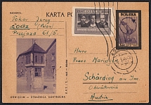 1948 (16 Mar) Oswiecim, Republic of Poland, Postcard from Lodz to Austria with Commemorative Cancellation (Signed)