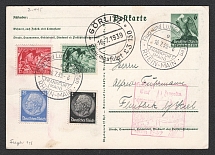 1939 (16 Jul) Germany, Graf Zeppelin II airship airmail postcard from Frankfurt to Gorlitz, Flight to Gorlitz (Sieger 458)