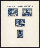 1918 Kingdom of Poland Resurrection, First Definitive Issue Essays, Proofs (Sheet #1, Artist Edmund Bartlomiejczyk, MNH)