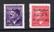 1945 Dacice, Czechoslovakia, Local Revolutionary Overprints 'Svobodne Dacice 9. V. 1945' (MNH)