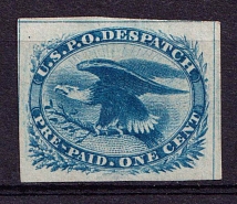 1851 1c U. S. P. O. Dispatch, United States Locals & Carriers (Sc. #LO2, Genuine)
