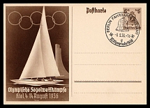 1936 'Olympic sailing races', Propaganda Postcard, Third Reich Nazi Germany