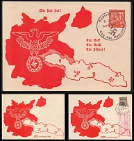 1938 (21 Nov) Sudetenland, Germany, Commemorative three Postcard from Rumburg (CV $30)