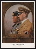 1937 'Two Leaders', Propaganda Postcard, Third Reich Nazi Germany