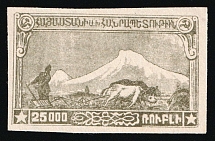 1921 25000r 1st Constantinople Issue, Armenia, Russia, Civil War (Olive Green Proof, MNH)