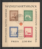 1948 Germany Oldenburg Local Issue Block (Imperf, Unlisted, Canceled)