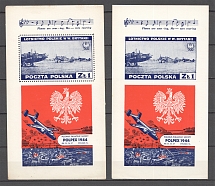 1944 POLPEX Polish Aviation in Britain Blocks Sheets (Perf+Imperf, MNH)
