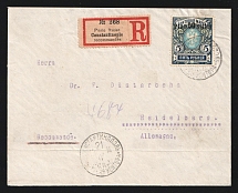 1914 (21 Apr) Offices in Levant, Russia, Front Part of Cover from Constantinople to Heidelberg (Germany) franked with 50pi (Kr. 105, CV $750)