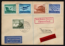 1944 German Official Mail Prealps cover to Hamburg franked with Army Day and Hero Memorial Day (2)