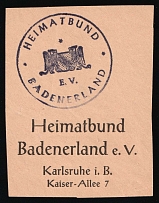 Karlsruhe, 'Heimatbund Badenerland', Political Club, Germany (Special Cancellation)