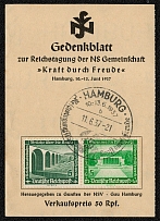 1937 A Souvenir Sheet from the joint National Convention of “Strength through Joy” and the Nazi Administrative District of Hamburg