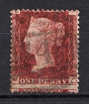 1858-79 1p Great Britain (Shifted Perforation, Print Error, Canceled)