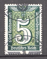 1930-40 Third Reich Fiscal Tax Revenue Stamps Swastika 5 Rm (Cancelled)