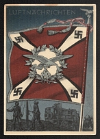 1923-1945 'The Victorious Flags and Standards of the German Wehrmacht', Propaganda Postcard, Third Reich Nazi Germany