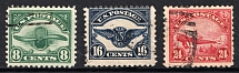 1923 Air Post Stamps, United States, USA (Scott C4 - C6, Full Set, Canceled, CV $70)