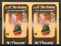 6$ St. Vincent, British Commonwealth, Pair (INVERTED Center, Print Error, MNH)