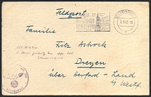 1942 Germany, Third Reich field mail #200 cover from Schweinfurt to Dresden