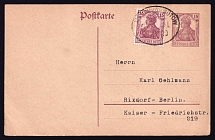 1920 (27 May.) Postal Card from Lauenburg to Berlin, franked 15pf Weimar Republic, Germany