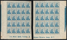 1923 20r RSFSR, Russia, Blocks (Zv. 108 +, Sheet Inscription, CV $270, MNH)