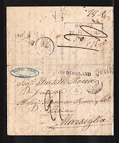 1850 Cover from Odessa to Marsiglia, Italy (Dobin 1.07 - R4, Dobin 8.01 - R4)