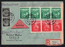1942 (22 Jul) Third Reich, Germany, Registered Cover from Danzig to Cuxhaven