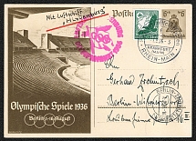 1936 Olympic Games Airmail postcard to Berlin