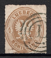 1863 4s Lubek, German States, Germany (Mi. 12 A, Used, CV $170)