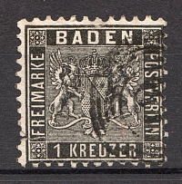 1862-63 Baden Germany 1 Kr (CV $130, Canceled)