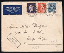 1946 France, Airmail cover, Paris - Elisabethville (Congo), franked by Mi. 674, 691, 728