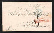 1854 Cover from St. Petersburg to Bordeaux, France (Rhomboid Dobin 3.08 - R4)