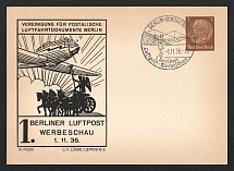 1936 '1st Berlin Airmail Advertising Show 1936', Propaganda Postcard, Third Reich Nazi Germany