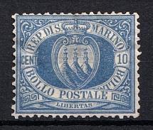 1877 10c San Marino (Mi. 2 b, Blau, Signed, CV $780)